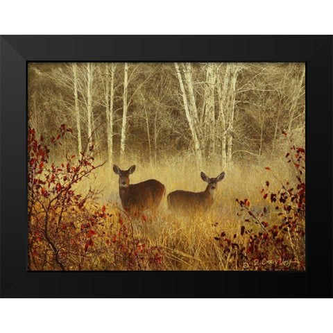 Foggy Deer Black Modern Wood Framed Art Print by Vest, Chris