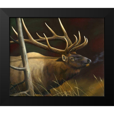 Elk Portrait II Black Modern Wood Framed Art Print by Stans, Leo