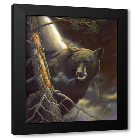 Bear Portrait Black Modern Wood Framed Art Print with Double Matting by Stans, Leo