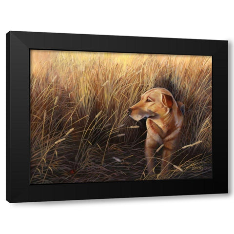 Golden Grass Black Modern Wood Framed Art Print by Stans, Leo