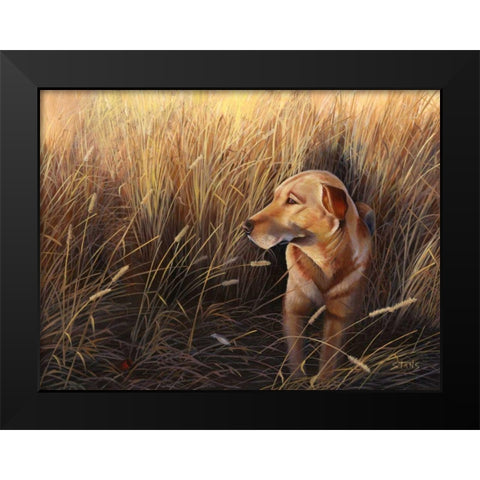 Golden Grass Black Modern Wood Framed Art Print by Stans, Leo
