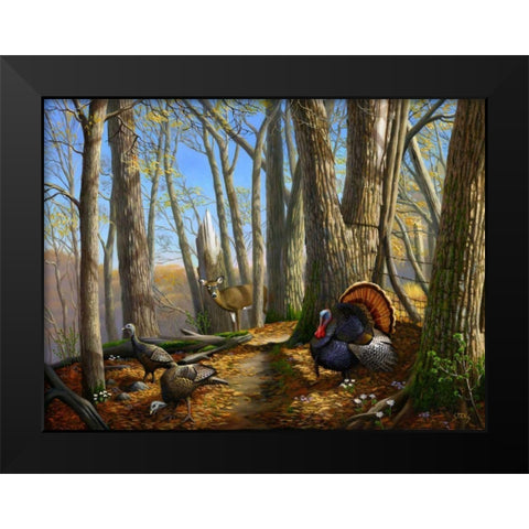 Along the Fence Black Modern Wood Framed Art Print by Stans, Leo