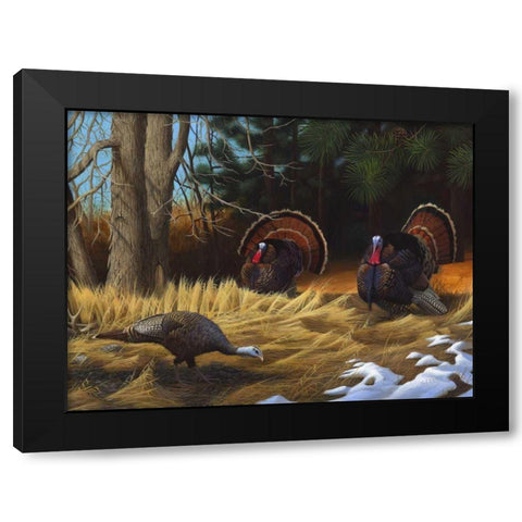 Turkies Black Modern Wood Framed Art Print by Stans, Leo