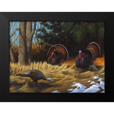 Turkies Black Modern Wood Framed Art Print by Stans, Leo