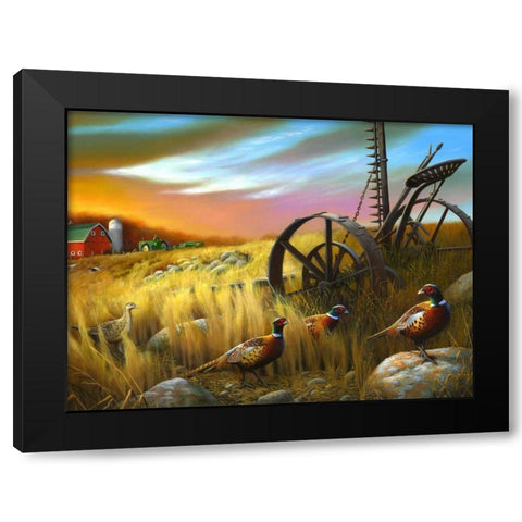 Pheasants I Black Modern Wood Framed Art Print by Stans, Leo