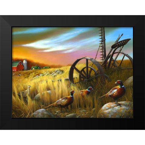 Pheasants I Black Modern Wood Framed Art Print by Stans, Leo