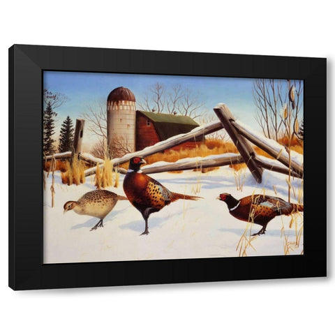 Pheasants II Black Modern Wood Framed Art Print with Double Matting by Stans, Leo