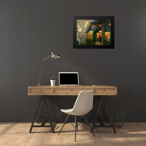 Rainy Day Pub Black Modern Wood Framed Art Print by Stans, Leo