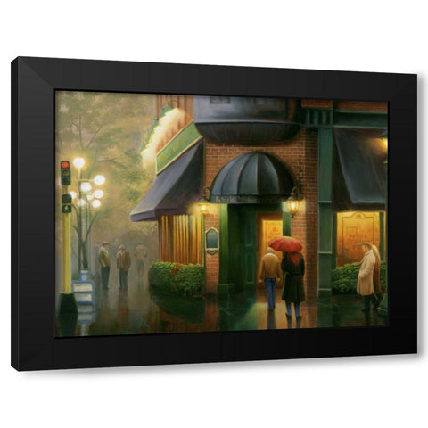 Rainy Day Pub Black Modern Wood Framed Art Print with Double Matting by Stans, Leo