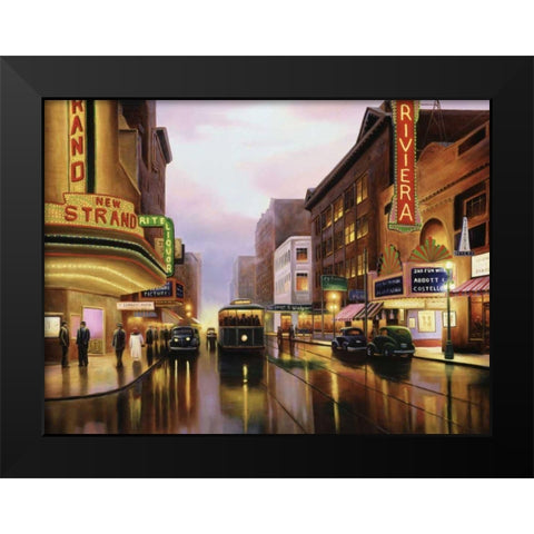 Old City Lights Black Modern Wood Framed Art Print by Stans, Leo