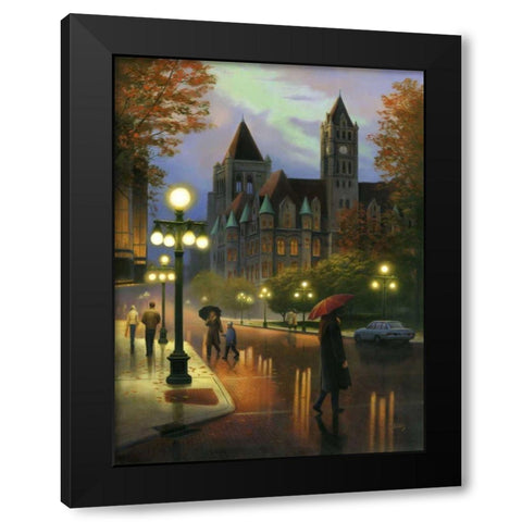 Rainy Twilight Black Modern Wood Framed Art Print by Stans, Leo