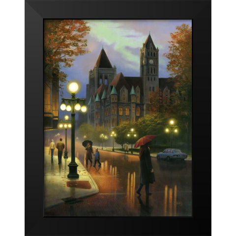 Rainy Twilight Black Modern Wood Framed Art Print by Stans, Leo