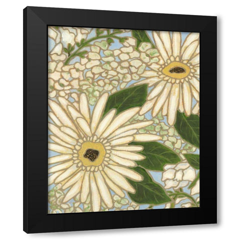White Flower Spray I Black Modern Wood Framed Art Print by Deans, Karen