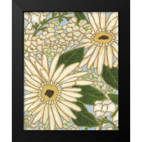White Flower Spray I Black Modern Wood Framed Art Print by Deans, Karen