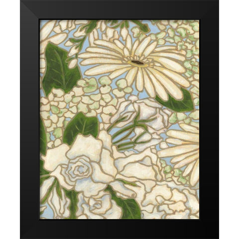 White Flower Spray II Black Modern Wood Framed Art Print by Deans, Karen