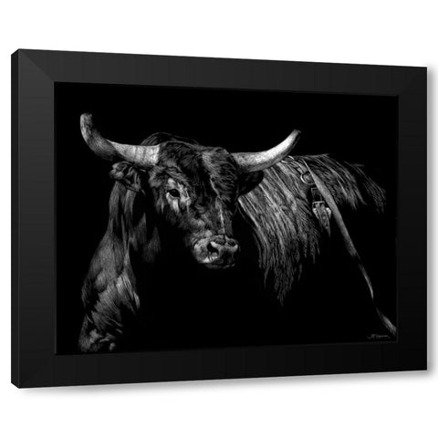Brindle Rodeo Bull Black Modern Wood Framed Art Print by Chapman, Julie T.