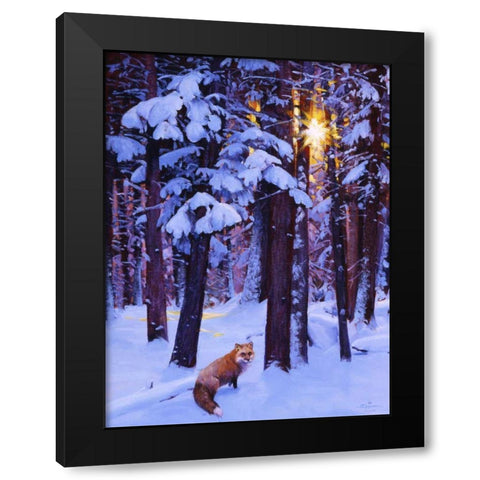 Cold Fire Black Modern Wood Framed Art Print by Chapman, Julie T.