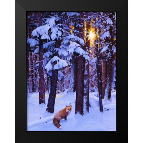 Cold Fire Black Modern Wood Framed Art Print by Chapman, Julie T.