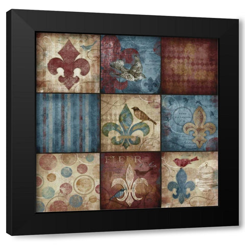 French Moderne 9-Patch Black Modern Wood Framed Art Print by Beth Anne Creative