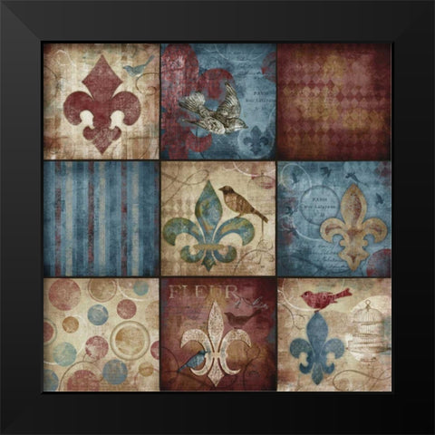 French Moderne 9-Patch Black Modern Wood Framed Art Print by Beth Anne Creative