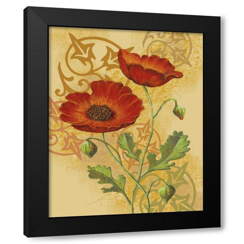 Poppies on Gold I Black Modern Wood Framed Art Print with Double Matting by Max, Louise