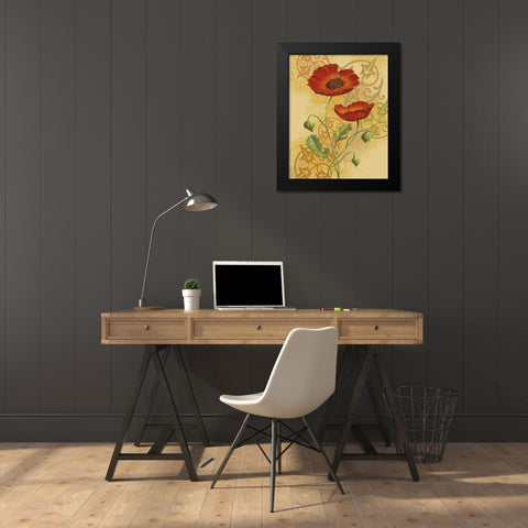 Poppies on Gold II Black Modern Wood Framed Art Print by Max, Louise