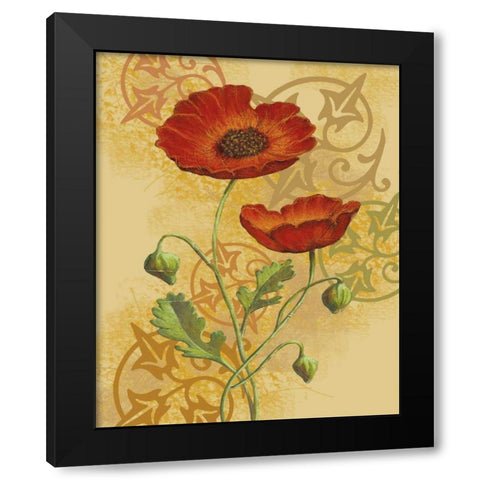 Poppies on Gold II Black Modern Wood Framed Art Print with Double Matting by Max, Louise