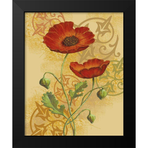 Poppies on Gold II Black Modern Wood Framed Art Print by Max, Louise