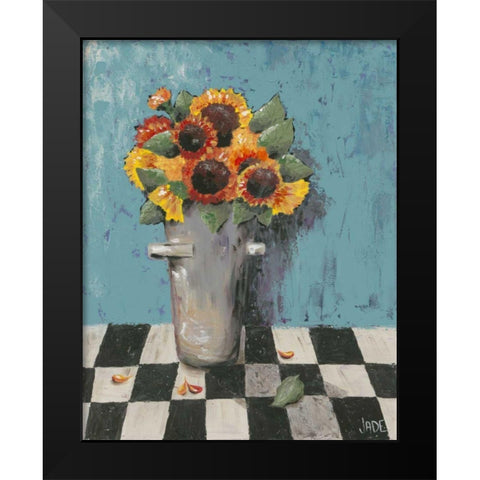 Bright Sunflowers Black Modern Wood Framed Art Print by Reynolds, Jade