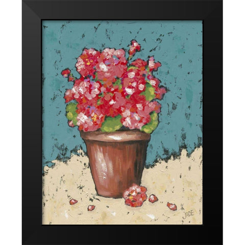 Bright Geraniums Black Modern Wood Framed Art Print by Reynolds, Jade