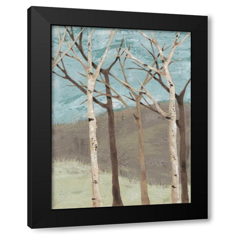 Blue Birches II Black Modern Wood Framed Art Print by Reynolds, Jade