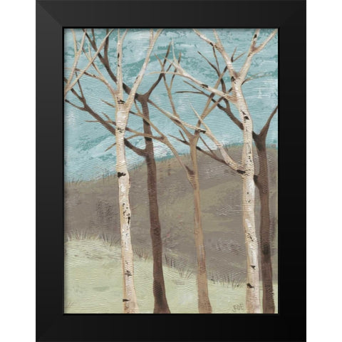 Blue Birches II Black Modern Wood Framed Art Print by Reynolds, Jade