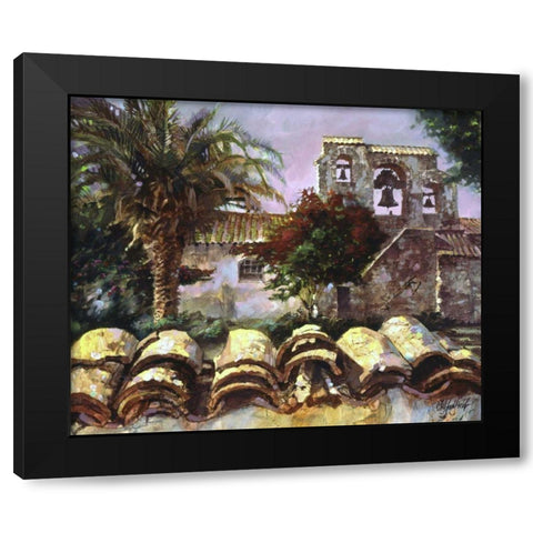 Wall at San Miguel Black Modern Wood Framed Art Print with Double Matting by Hadfield, Clif