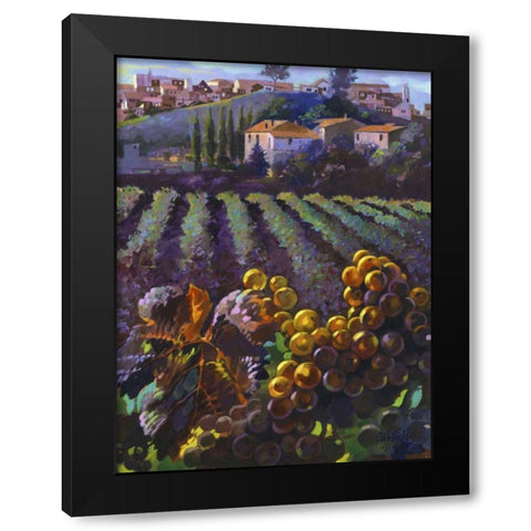 View of Tuscany Black Modern Wood Framed Art Print with Double Matting by Hadfield, Clif