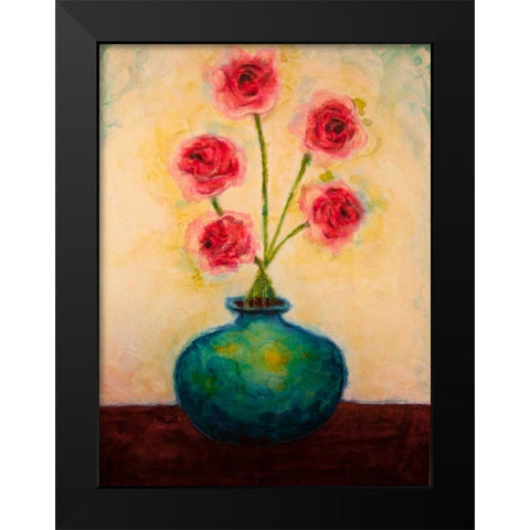 Big Blue Vase Black Modern Wood Framed Art Print by Quin, Marabeth