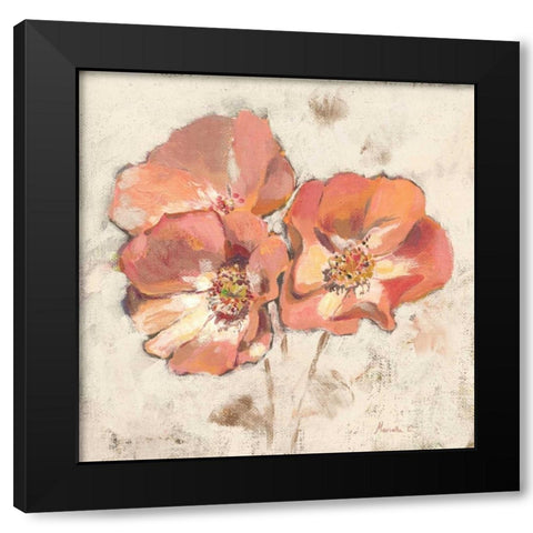 Painted Roses Black Modern Wood Framed Art Print by Cohen, Marietta