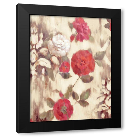 Ikat Rose II Black Modern Wood Framed Art Print with Double Matting by Cohen, Marietta