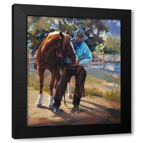 Pardners Black Modern Wood Framed Art Print by Hawley, Carolyne