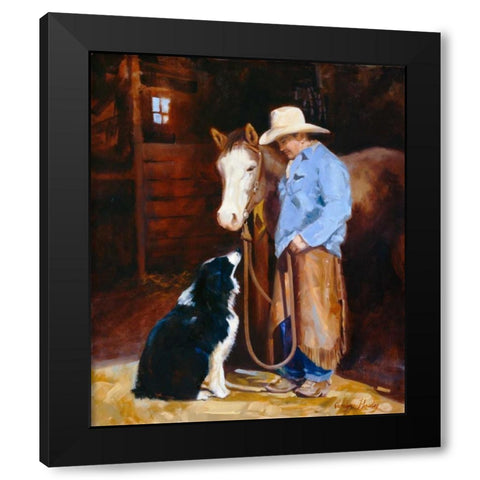 Hey - Buddy Black Modern Wood Framed Art Print by Hawley, Carolyne