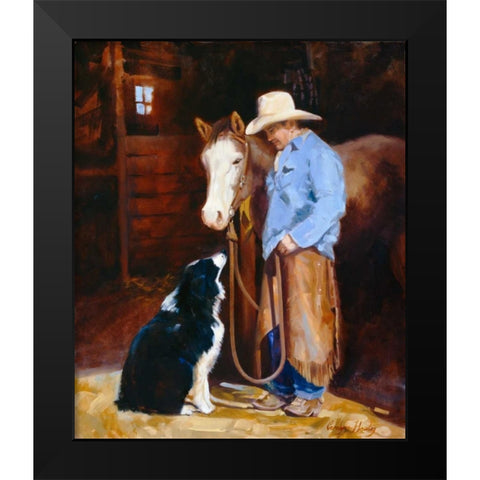 Hey - Buddy Black Modern Wood Framed Art Print by Hawley, Carolyne