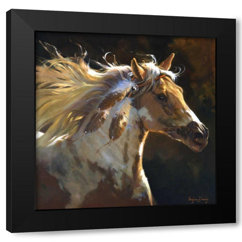 Spirit Horse Black Modern Wood Framed Art Print with Double Matting by Hawley, Carolyne