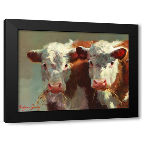 Cow Belles Black Modern Wood Framed Art Print with Double Matting by Hawley, Carolyne