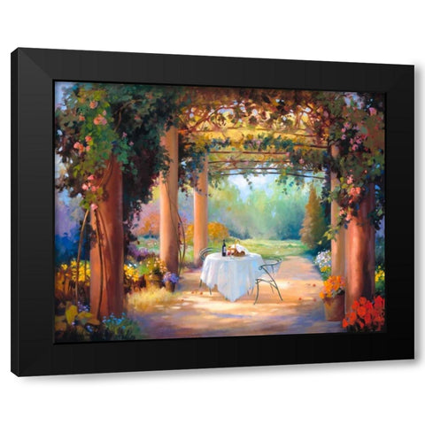 Vino al Fresco Black Modern Wood Framed Art Print with Double Matting by Hawley, Carolyne