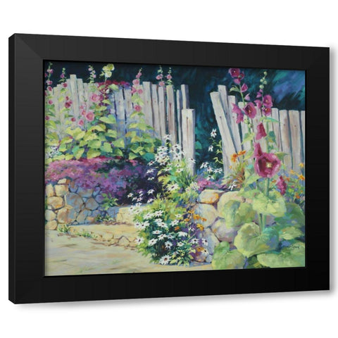 Hollyhock Garden Black Modern Wood Framed Art Print with Double Matting by Pollard, Julie G.