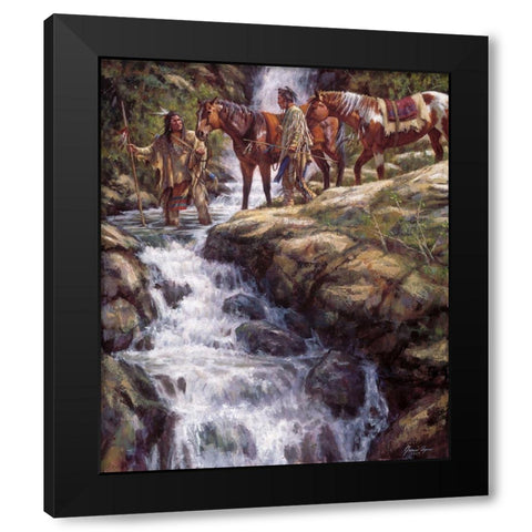 The River Flows Without End Black Modern Wood Framed Art Print with Double Matting by Ayers, James