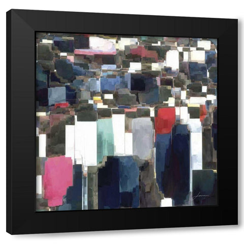 Building Block Tile I Black Modern Wood Framed Art Print with Double Matting by Burghardt, James