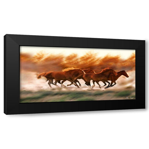 Blazing Herd II Black Modern Wood Framed Art Print by Drost, David
