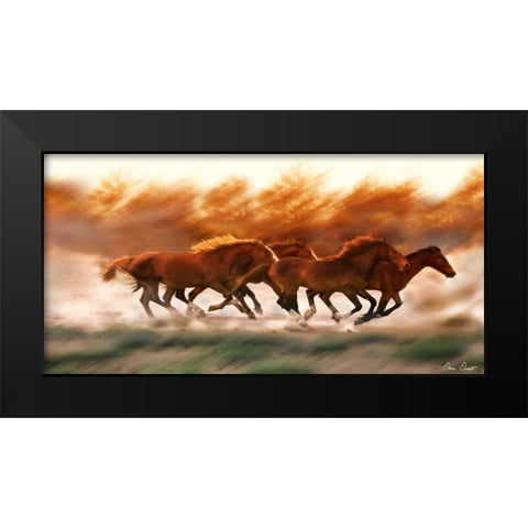 Blazing Herd II Black Modern Wood Framed Art Print by Drost, David