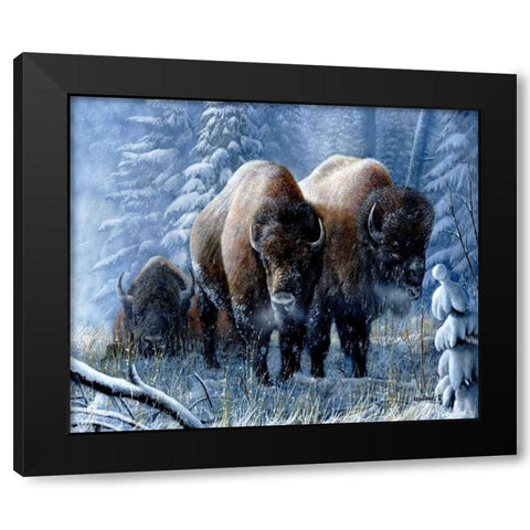 Winter Respite Black Modern Wood Framed Art Print with Double Matting by Daniel, Kevin