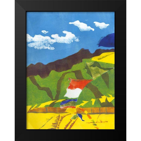 Prayer Flags II Black Modern Wood Framed Art Print by Roth, Carolyn